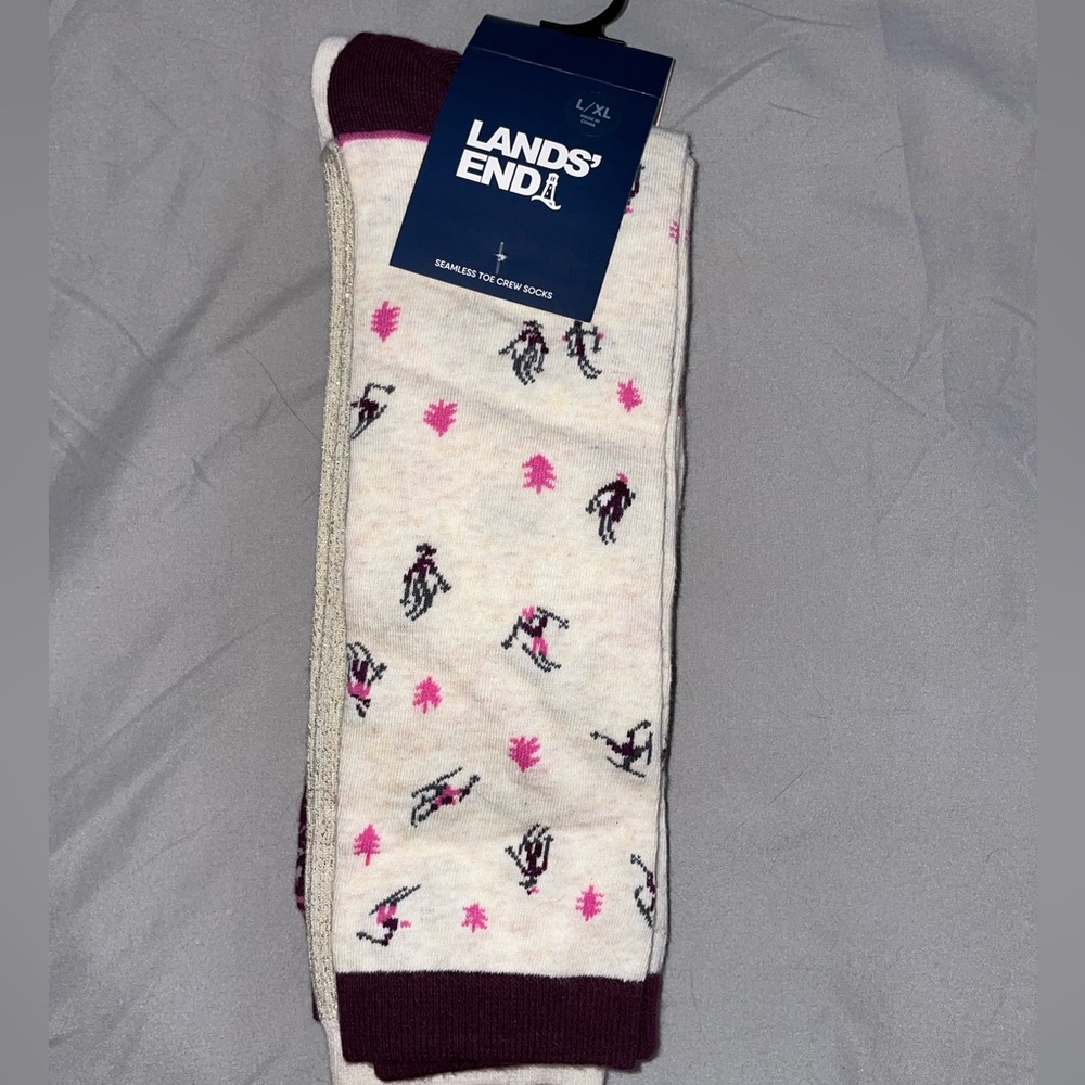 Land’s End Seamless Toe Crew Socks 3-pair